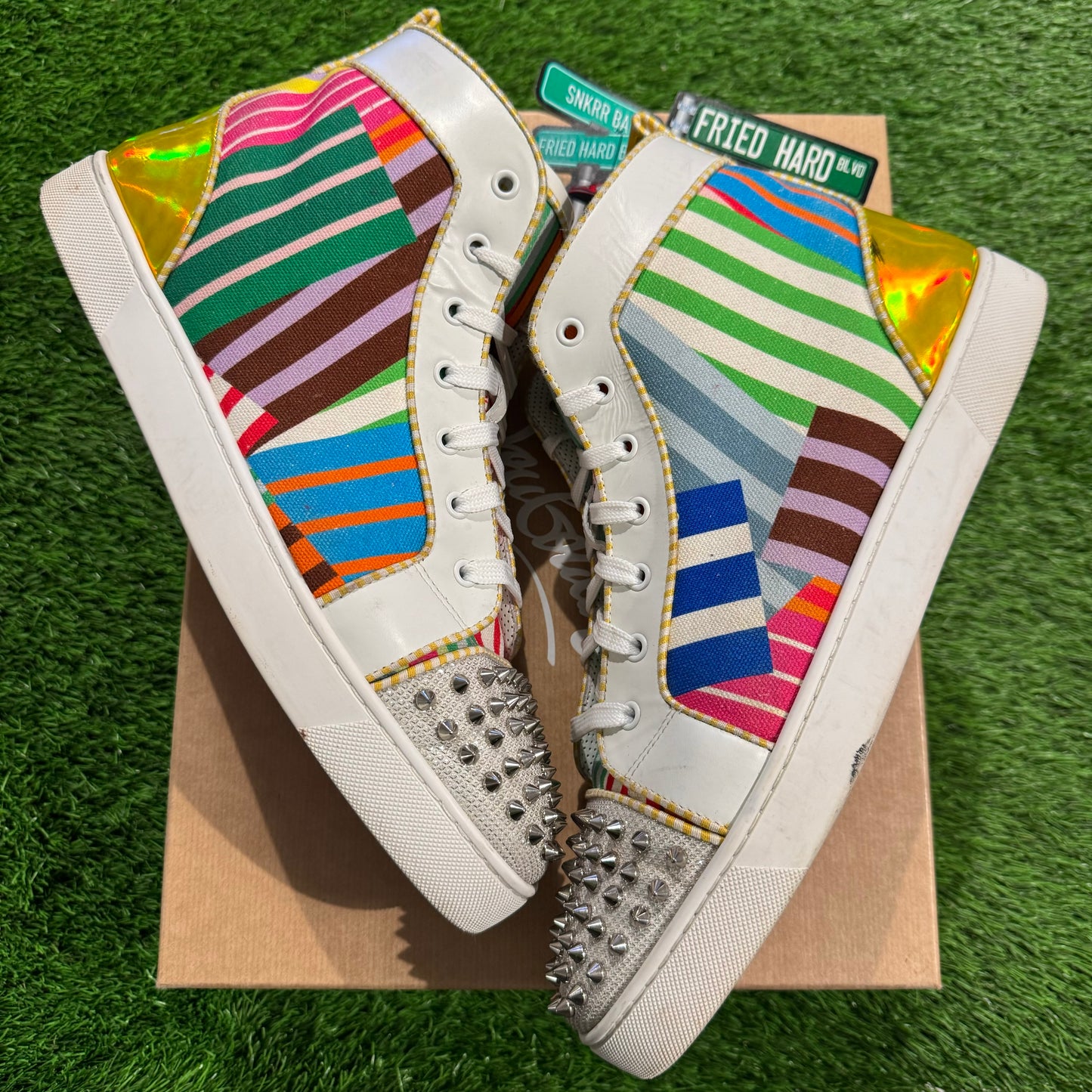 Christian Louboutin Lou Spikes Orlato Flat 'Beach Deckchairs'