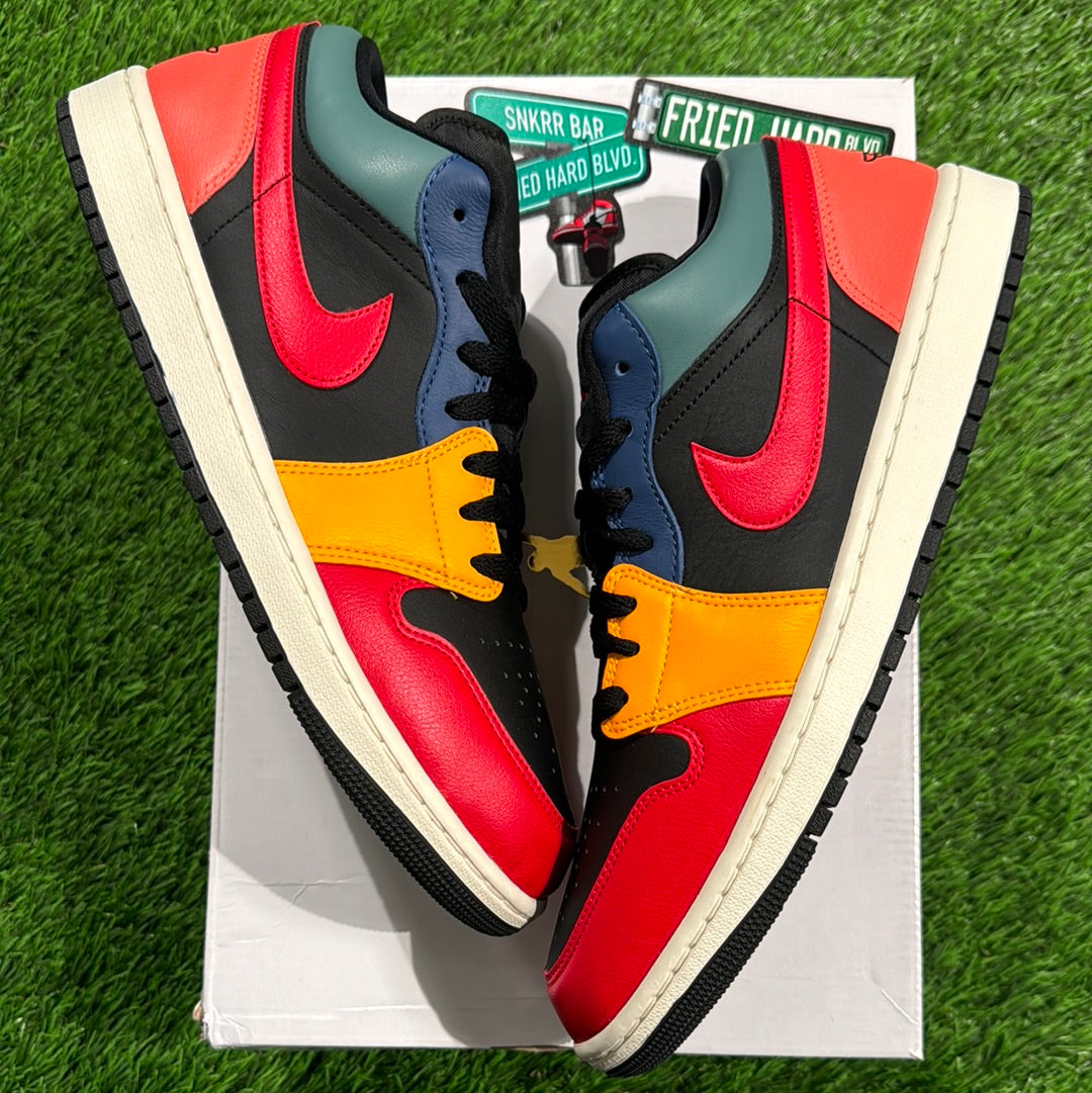 Wmns Air Jordan 1 Low SE 'Black Multi-Color' 10.5M/12W