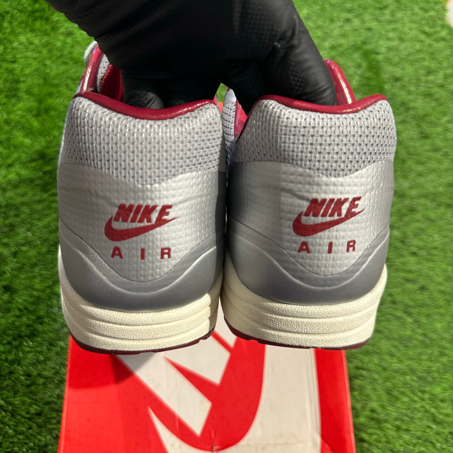 Air Max 1 Hyp QS 'Silver Deep Red' 12M/13.5W