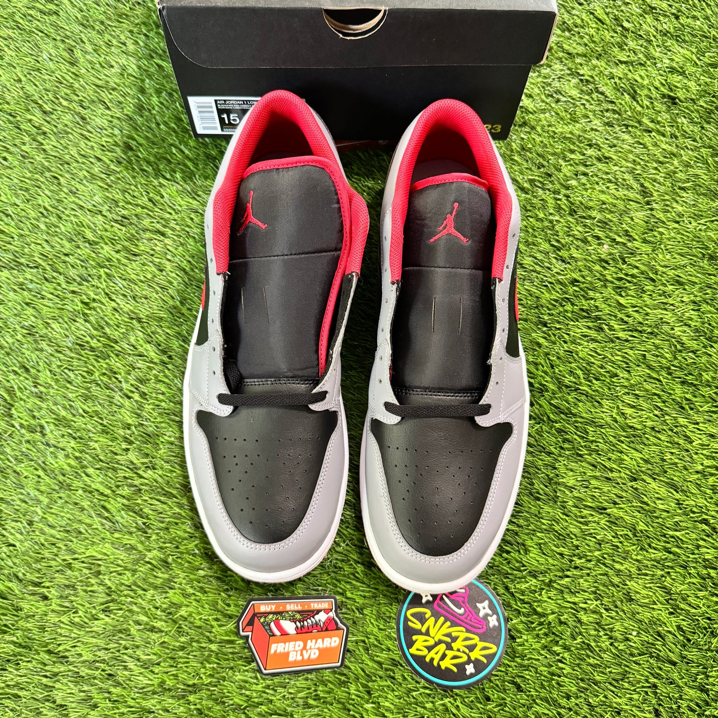 Jordan 1 Low Black Light Smoke Grey Gym Red SIZE 15M/16.5W