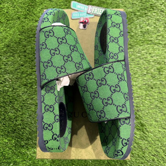 Gucci GG Canvas Slide Sandal 'Green Monogram'