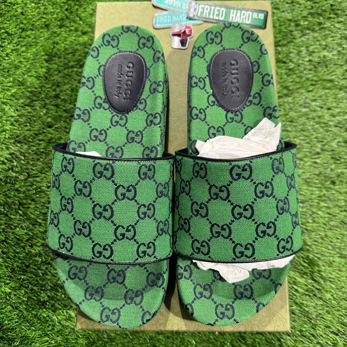 Gucci GG Canvas Slide Sandal 'Green Monogram'