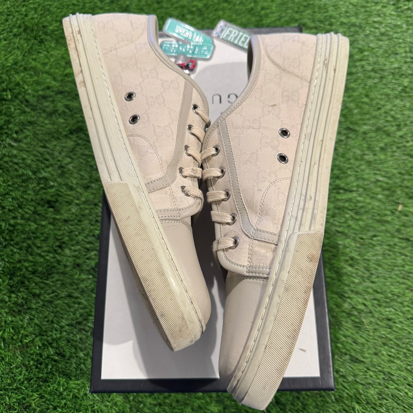 Gucci Cream Leather Canvas Sneaker