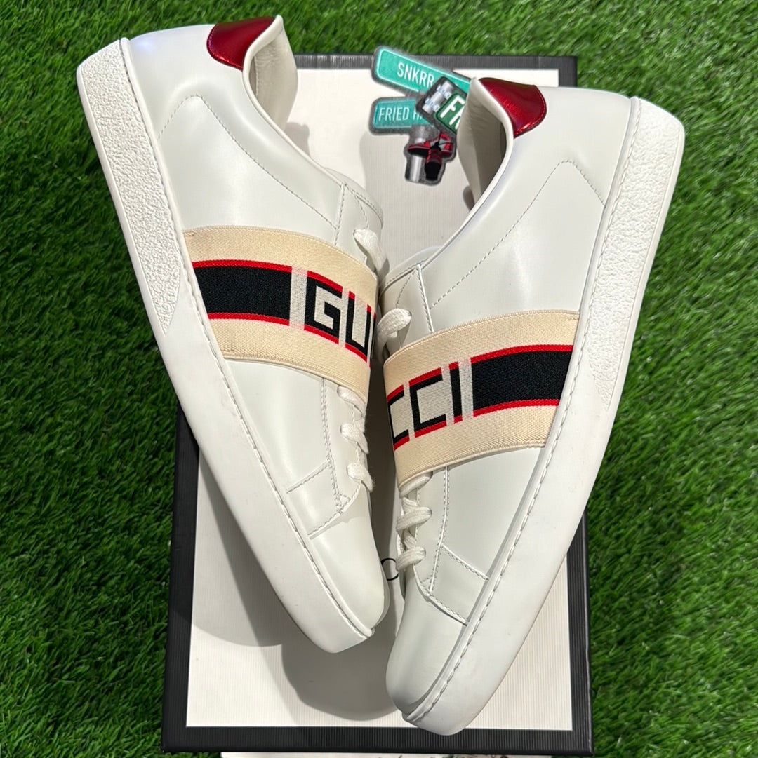 Gucci Stripe Leather Sneaker 'White Red Black'
