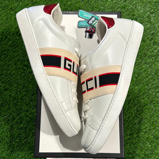 Gucci Stripe Leather Sneaker 'White Red Black'