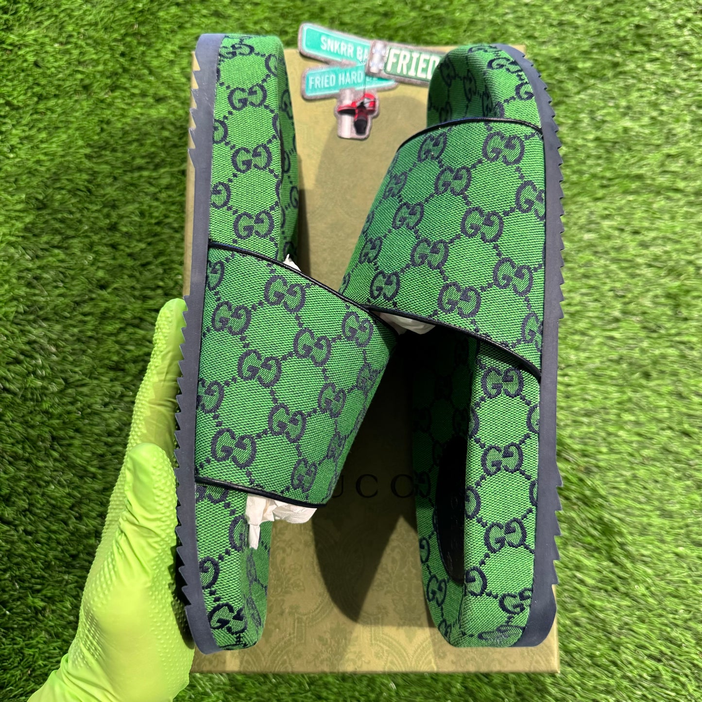 Gucci GG Canvas Slide Sandal 'Green Monogram'