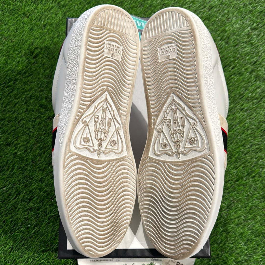 Gucci Stripe Leather Sneaker 'White Red Black'