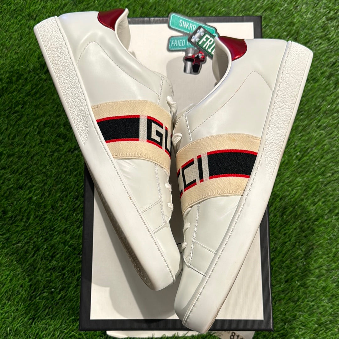 Gucci Stripe Leather Sneaker 'White Red Black'