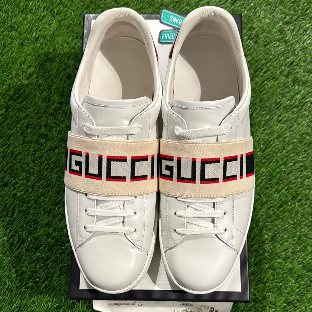 Gucci Stripe Leather Sneaker 'White Red Black'