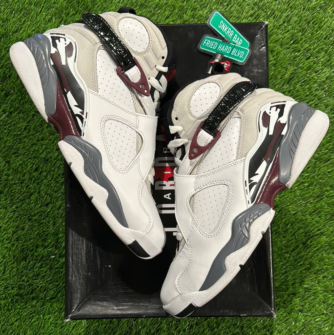 Jordan 8 Retro White Burgundy (Women's) 6Y/7.5W