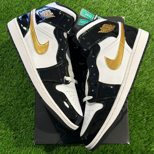 Air Jordan 1 Mid Patent SE 'Black Gold'