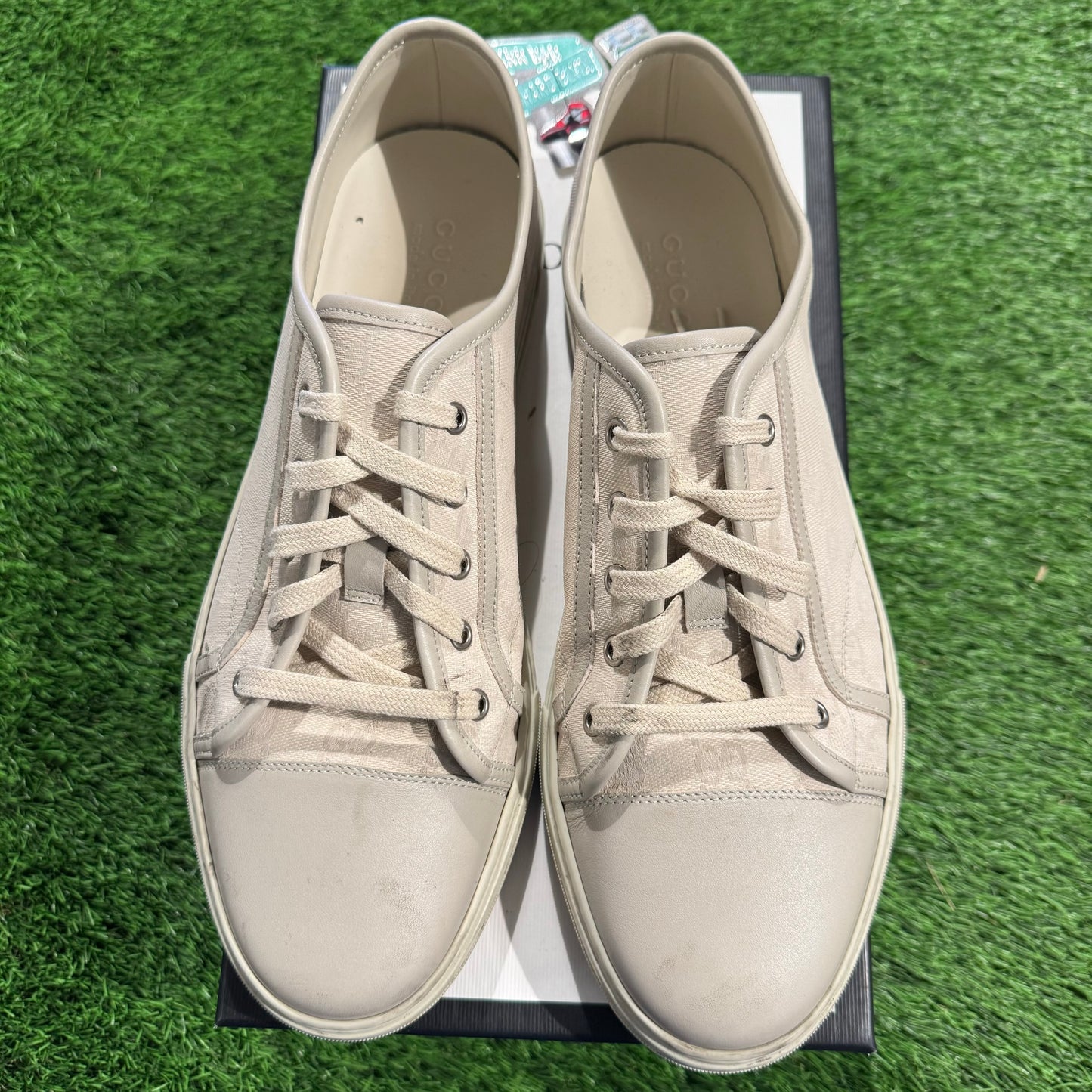 Gucci Cream Leather Canvas Sneaker