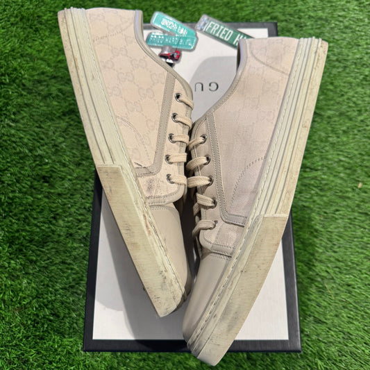 Gucci Cream Leather Canvas Sneaker