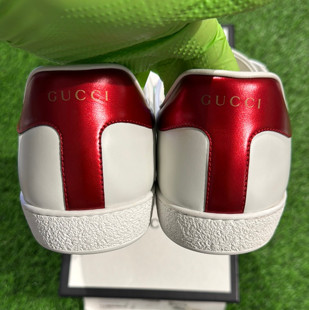Gucci Stripe Leather Sneaker 'White Red Black'