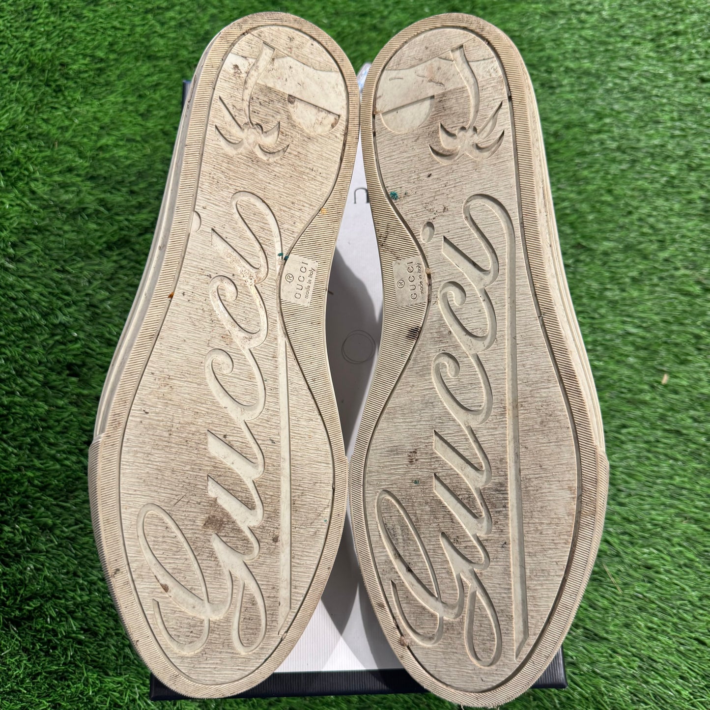 Gucci Cream Leather Canvas Sneaker
