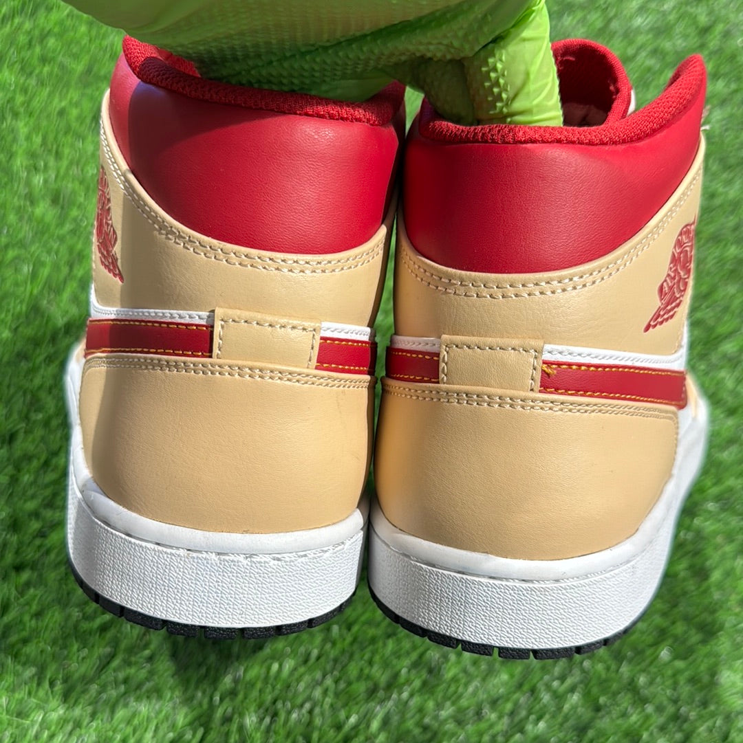 Air Jordan 1 Mid 'Light Curry Cardinal Red'