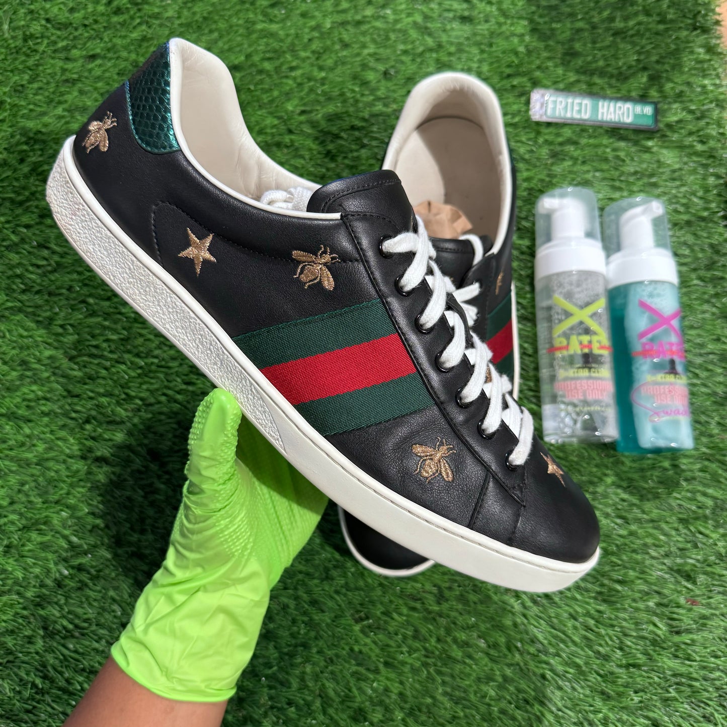 Gucci Ace Embroidered ‘Bees and Stars’ Black