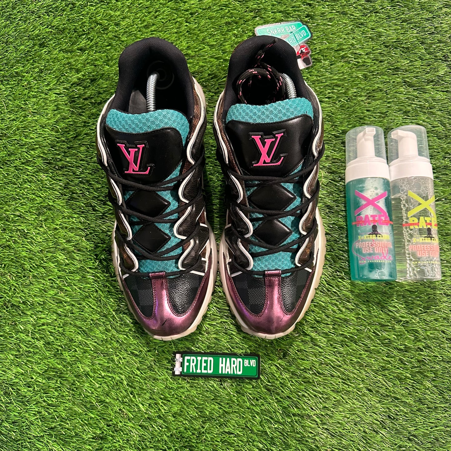 Louis Vuitton Multicolor Coated Canvas and Leather Zig Zag Lace Up Sneakers