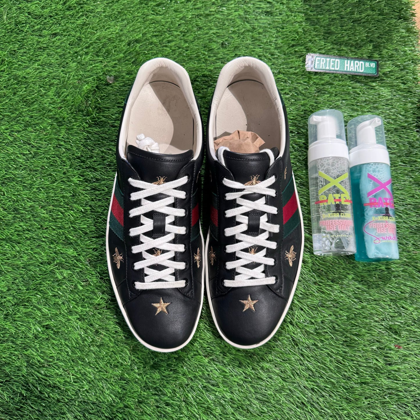 Gucci Ace Embroidered ‘Bees and Stars’ Black