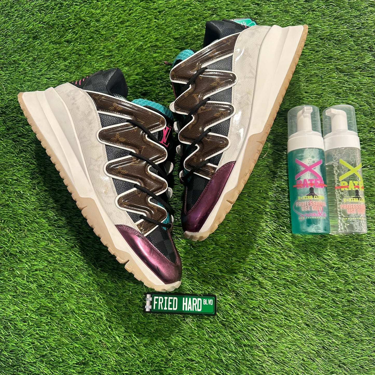 Louis Vuitton Multicolor Coated Canvas and Leather Zig Zag Lace Up Sneakers