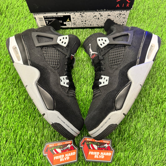 Jordan 4 Retro Black Canvas (GS) SIZE 7Y/8.5W