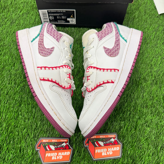Jordan 1 Low White Light Bordeaux (GS) SIZE 6.5Y/8W