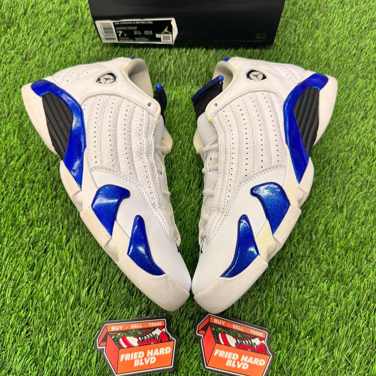 Jordan 14 Retro White Hyper Royal (GS) 7Y/8.5W