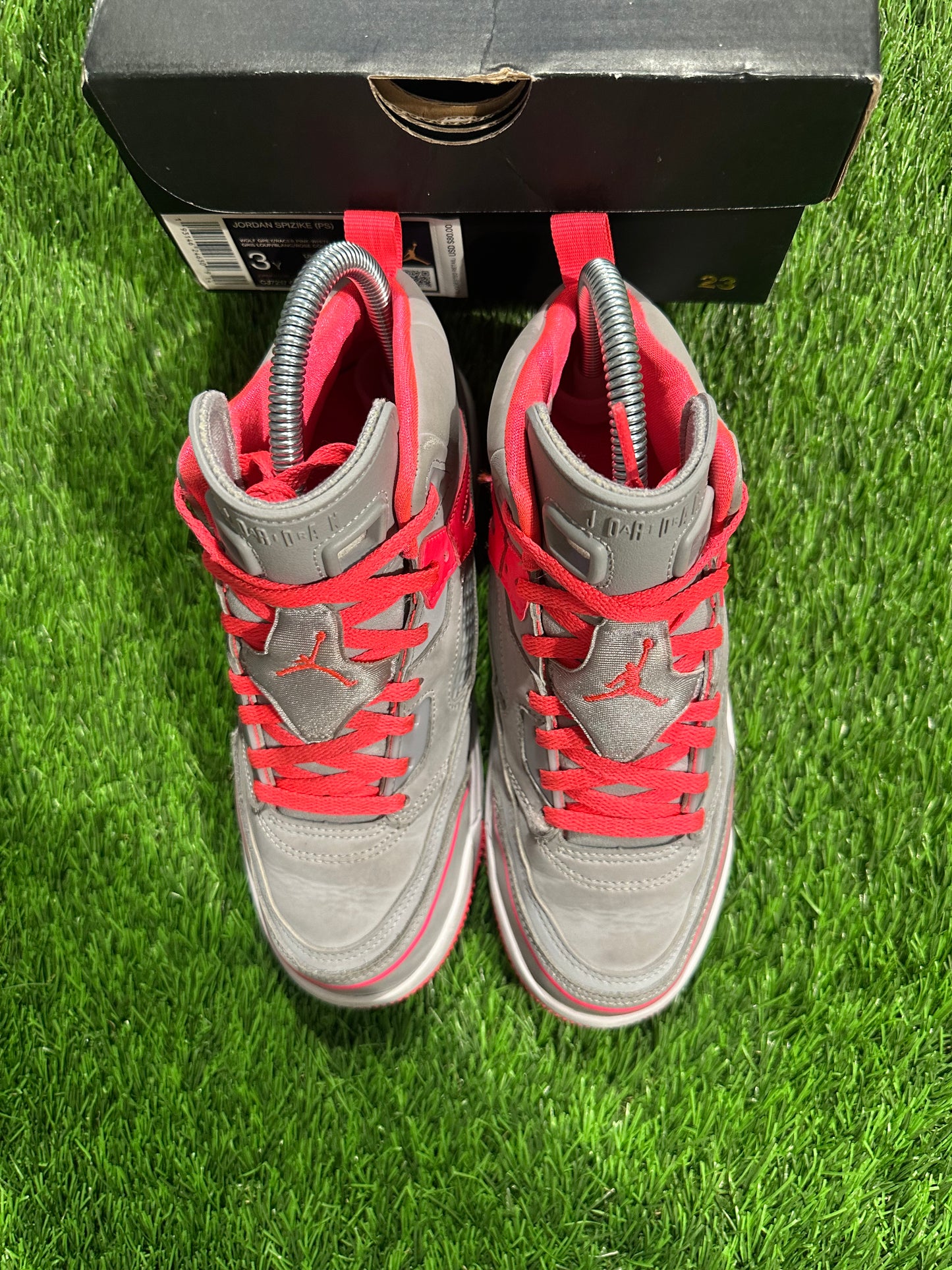 Jordan Spizike Wolf Grey Racer Pink (PS) SIZE 3Y/4.5W