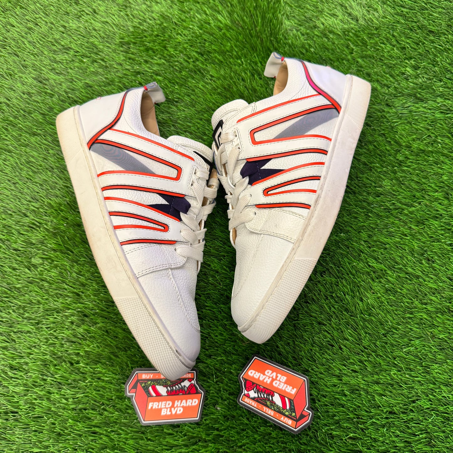 Christian Louboutin Men Vida Viva Flat Bianco White Orange SIZE 10M/11.5W