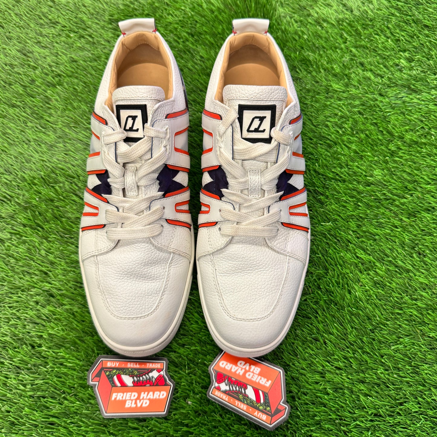 Christian Louboutin Men Vida Viva Flat Bianco White Orange SIZE 10M/11.5W