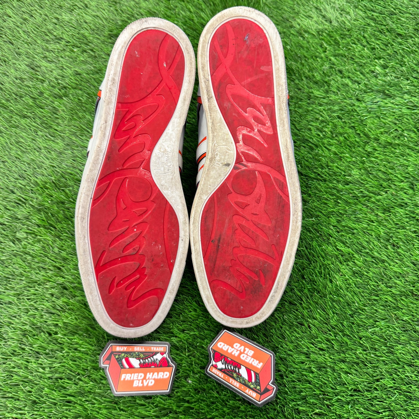 Christian Louboutin Men Vida Viva Flat Bianco White Orange SIZE 10M/11.5W