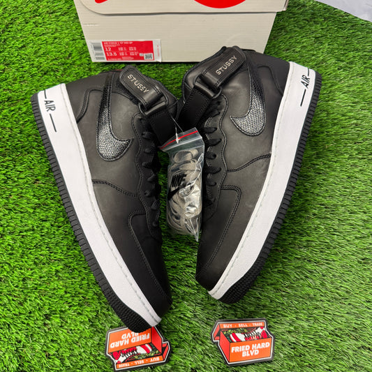 Nike Air Force 1 Mid Stussy Black White 12M/13.5W