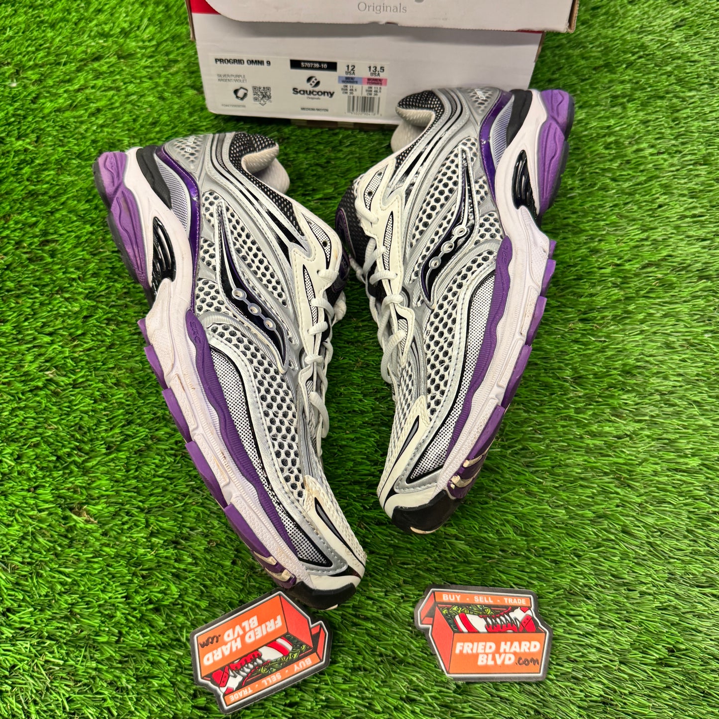 Saucony ProGrid Omni 9 White Black Silver Purple 12M/13.5W