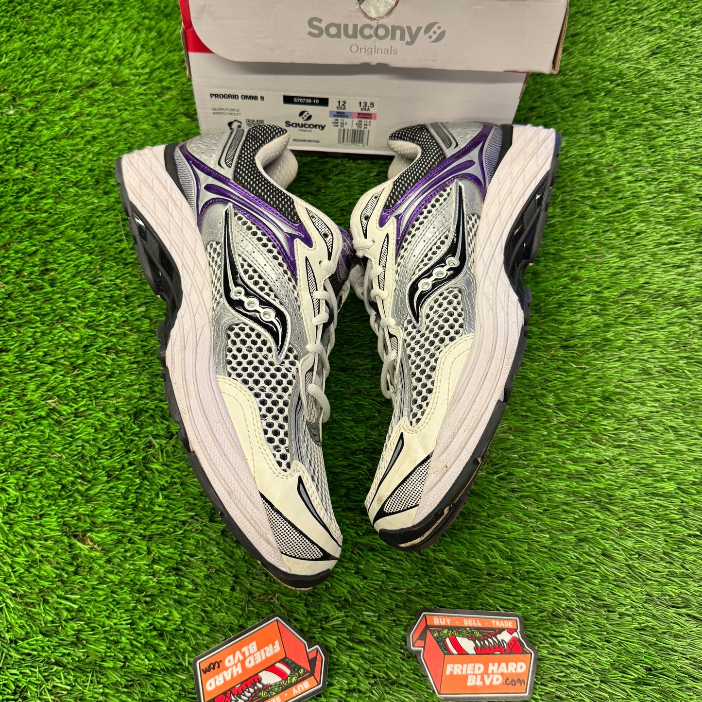 Saucony ProGrid Omni 9 White Black Silver Purple 12M/13.5W