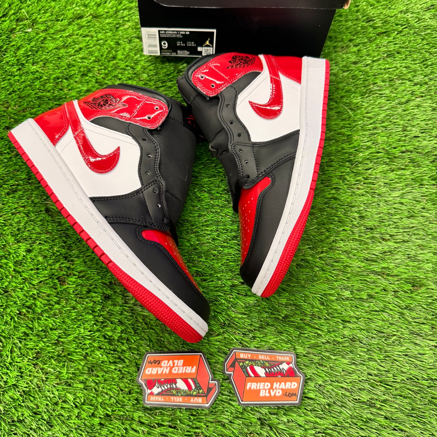 Jordan 1 Mid SE Patent Bred Toe 9M/10.5W