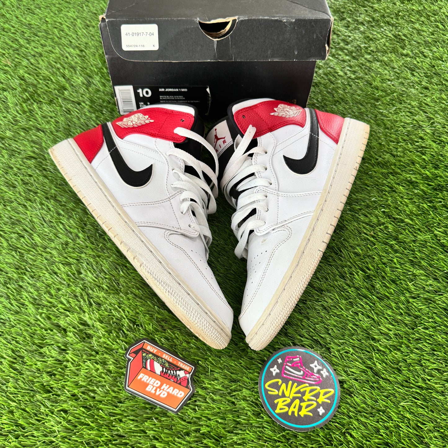 Jordan 1 Mid White Black Gym Red SIZE 10M/11.5W
