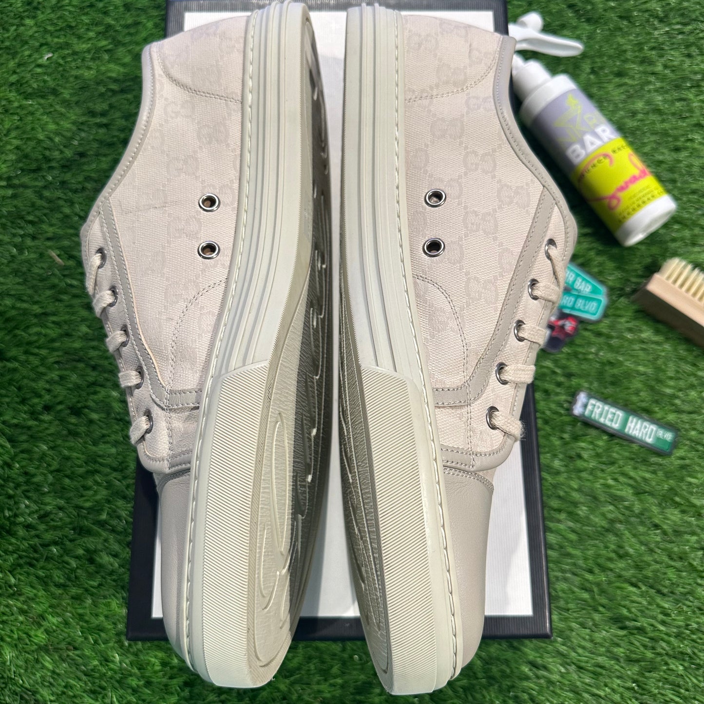 Gucci Cream Leather Canvas Sneaker