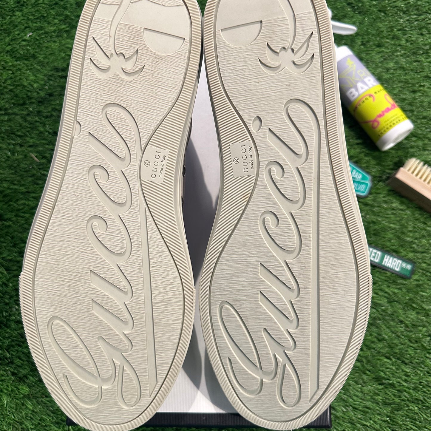 Gucci Cream Leather Canvas Sneaker