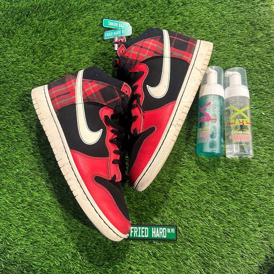 Nike Dunk High SE Tartan Plaid Black University Red 11M/12.5W