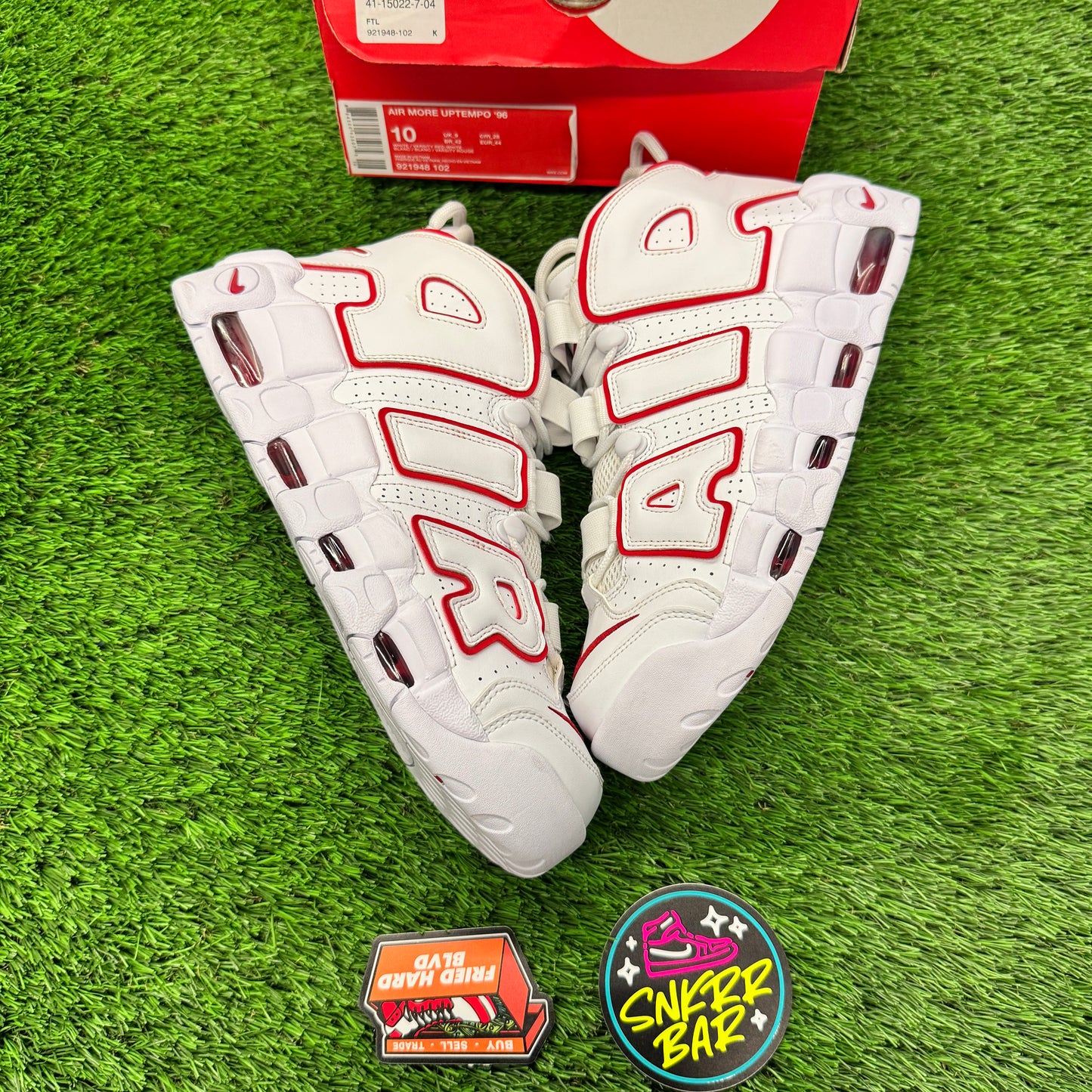 Nike Air More Uptempo White Varsity Red Outline 10M/11.5W