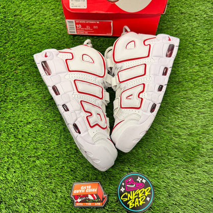 Nike Air More Uptempo White Varsity Red Outline 10M/11.5W