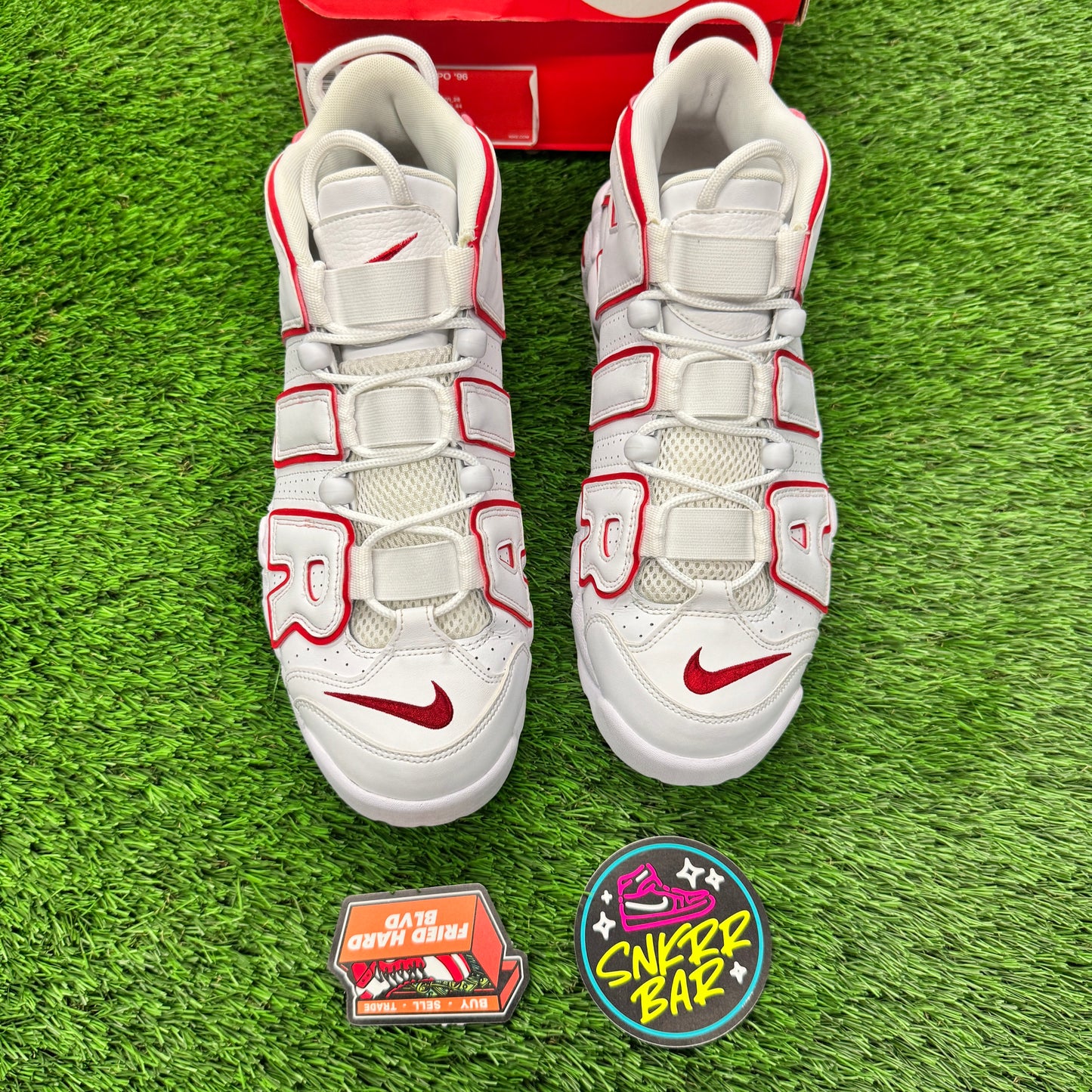 Nike Air More Uptempo White Varsity Red Outline 10M/11.5W