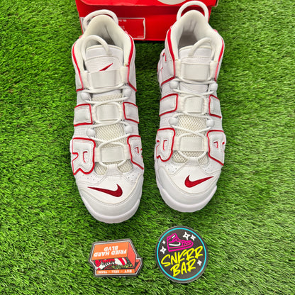 Nike Air More Uptempo White Varsity Red Outline 10M/11.5W