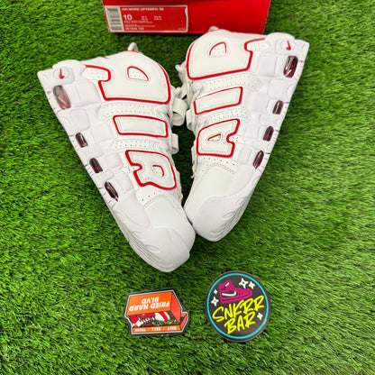 Nike Air More Uptempo White Varsity Red Outline 10M/11.5W
