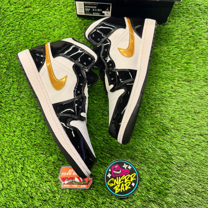 Jordan 1 Mid Patent Black White Gold 11.5M/13W