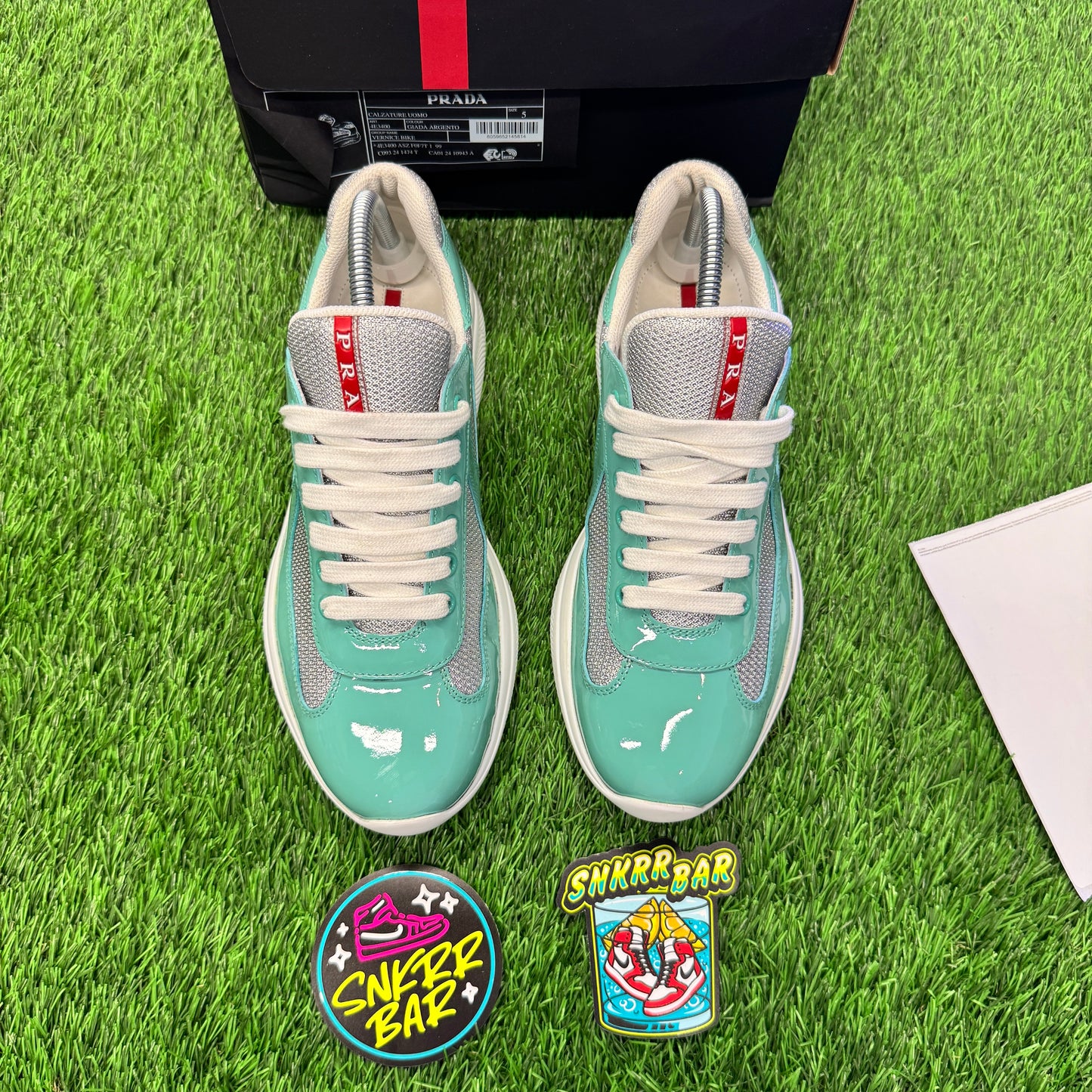 Prada America's Cup Sneaker in Giada/Argento 5M/6.5W