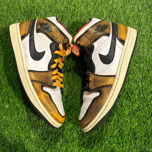 Jordan 1 Mid SE Orange Wear Away 8.5M/10W