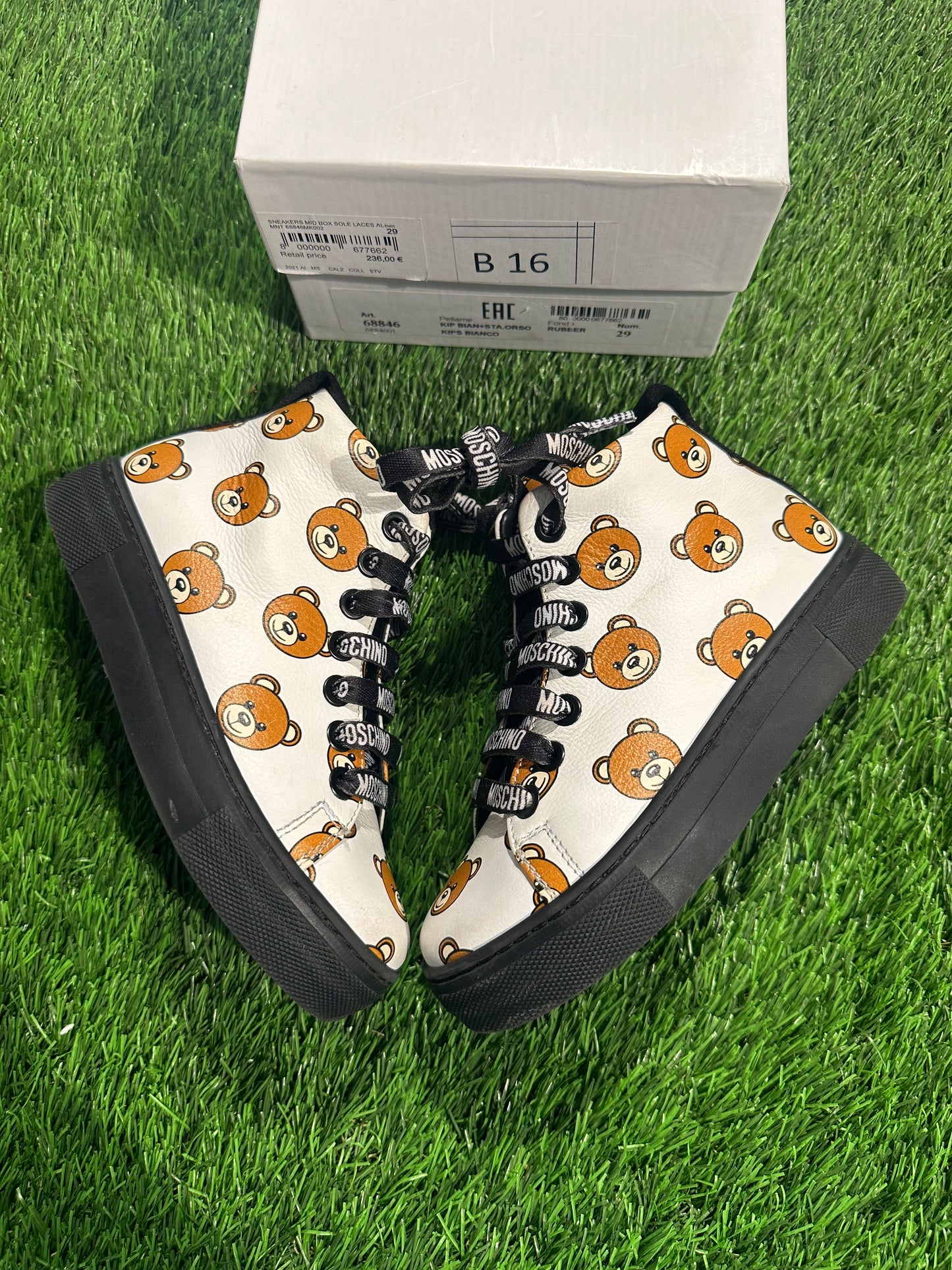 Moschino Kids White Teddy Print Sneakers