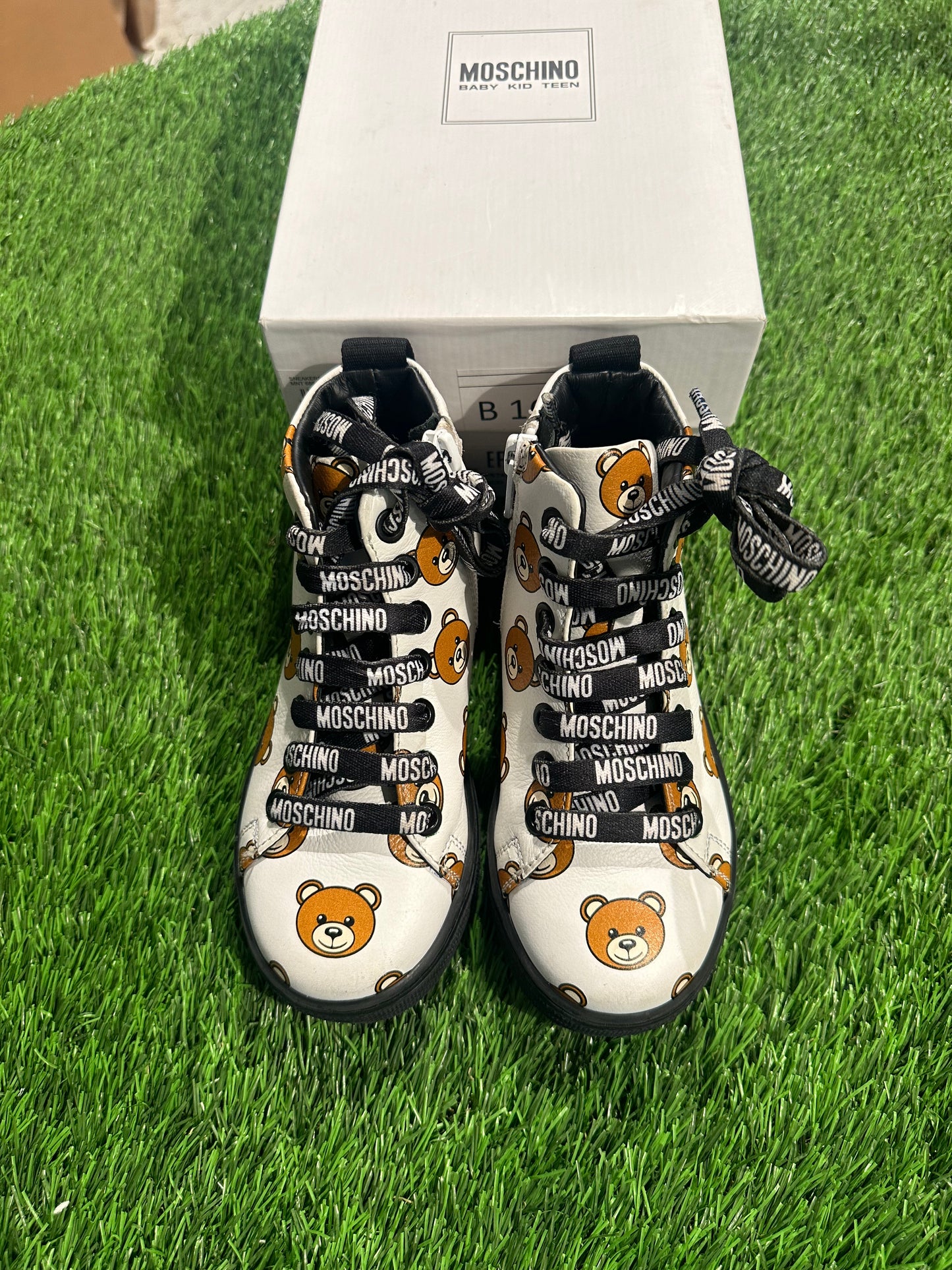 Moschino Kids White Teddy Print Sneakers