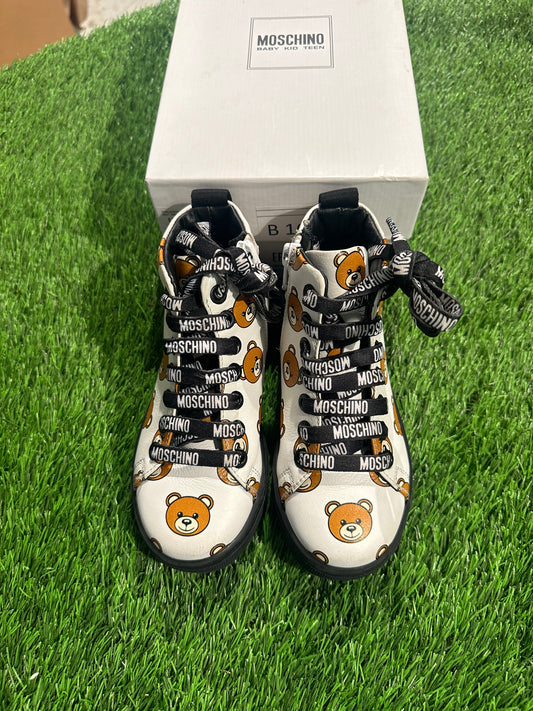 Moschino Kids White Teddy Print Sneakers
